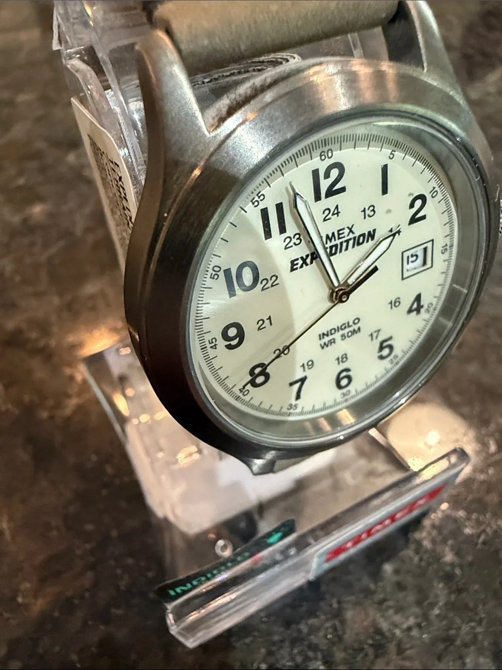 Timex T49870 Silver-Tone Case with Brown Leather Strap and Natural Dial